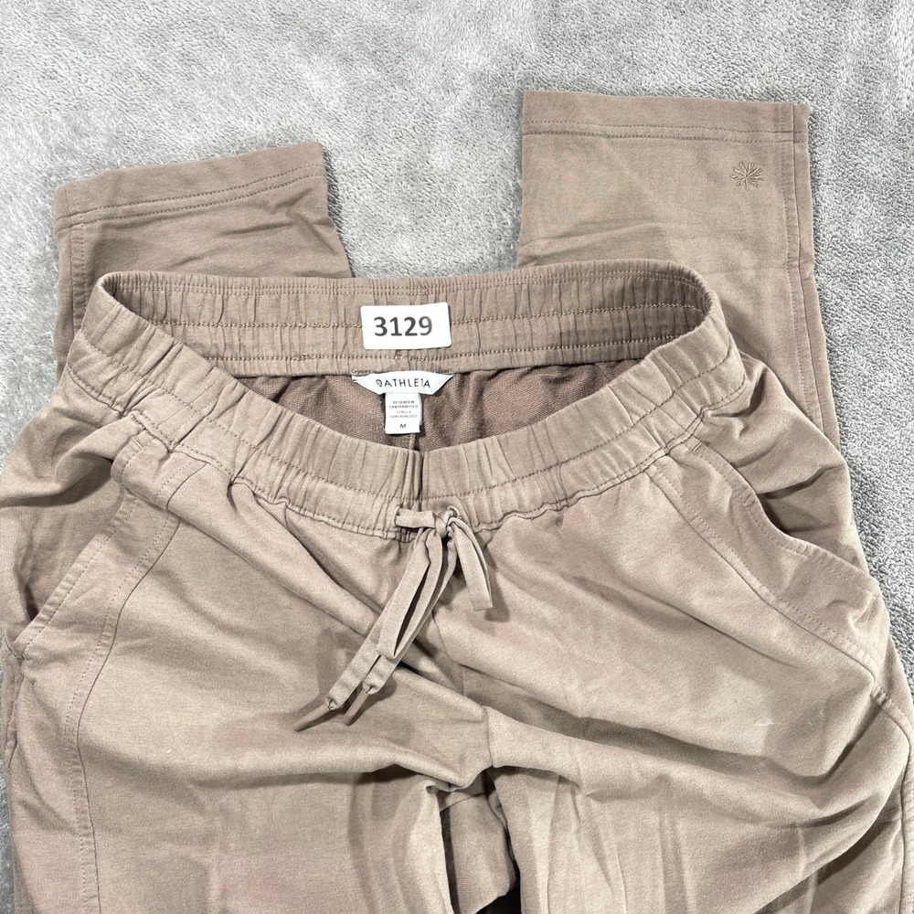 Athleta Joggers Women M Brown French Terry Drawstring Pockets Sweatpants